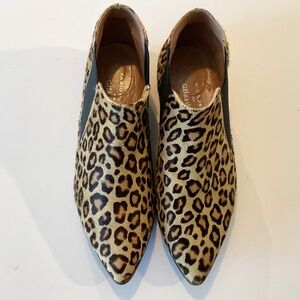 FABIO RUSCONI Italy Animal Print  Calf Hair Pointed Toe Booties Size EU 37
